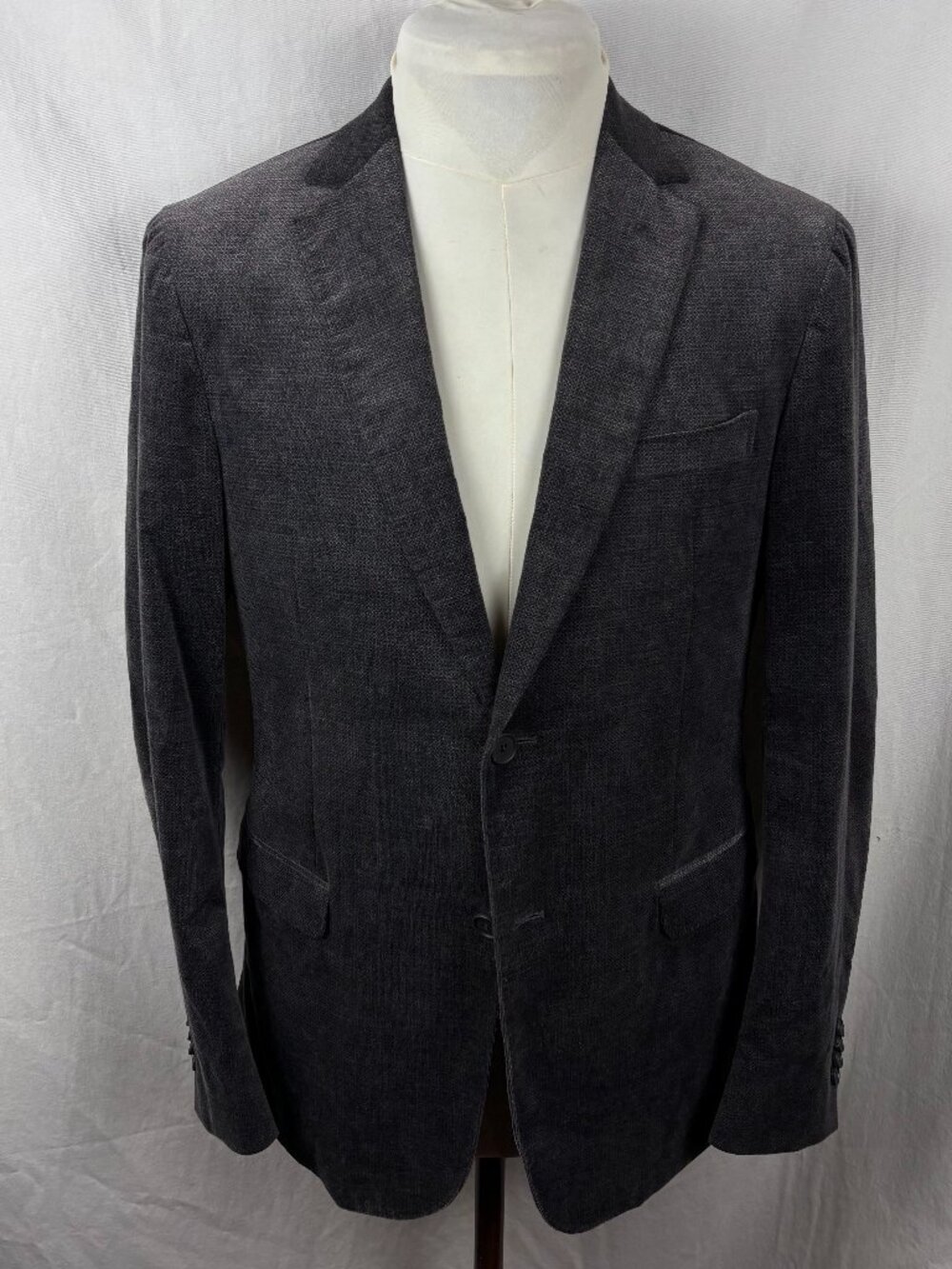 Z Zegna Drop 8 Deco Charcoal Cotton Velvet Blazer 50R